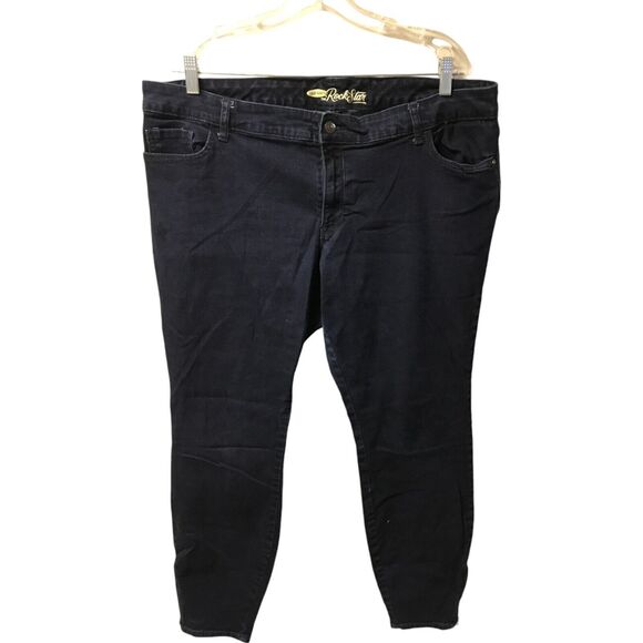 Old Navy Denim - Old Navy The Rockstar Womens 20 Black Jeans Denim Skinny Dark Wash